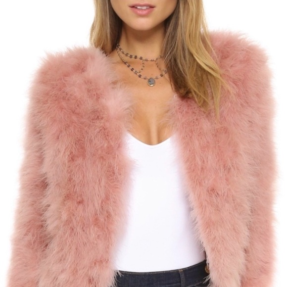 jocelyn Blush Pink Feathered Faux-Fur Utility Jacket - Picture 10 of 10